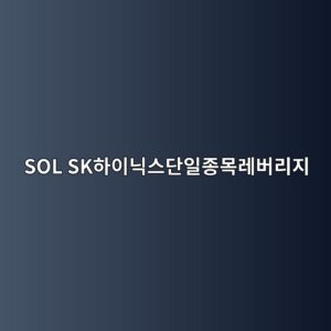 SOL SK하이닉스단일종목레버리지 ETF|신한 SOL 상품정보·기초지수 확인 6 SOL SK하이닉스단일종목레버리지