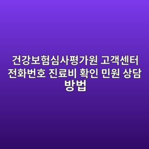 건강보험심사평가원 고객센터 전화번호 진료비 확인 민원 상담 방법